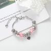 2025 Pink Crystal Glazed Bracelet with Pandora-Style Large Bead for Women