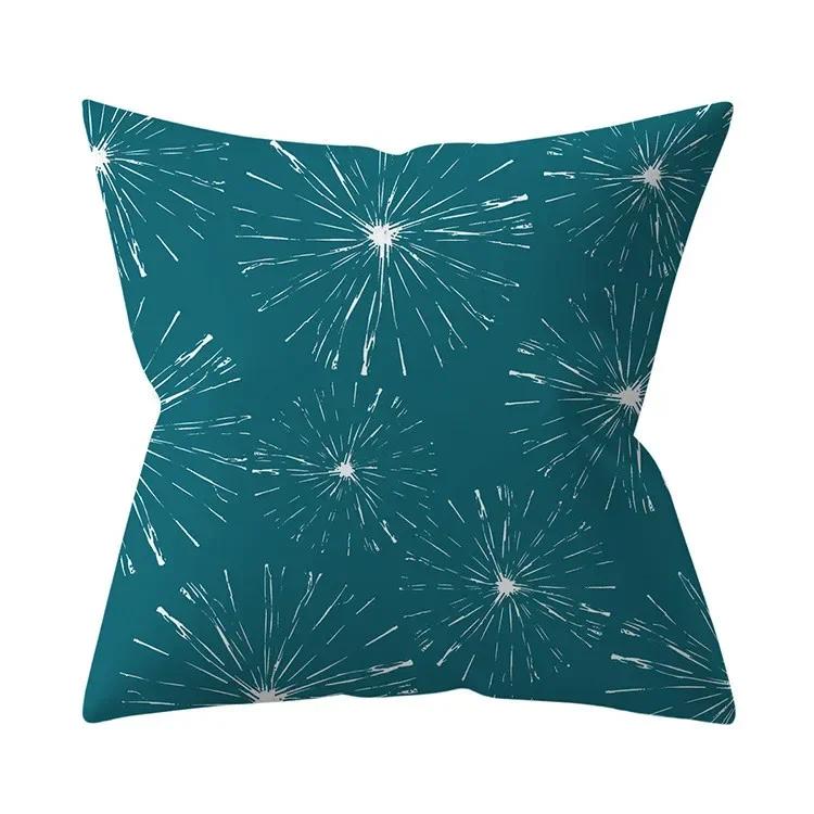 Teal Blue Cushion Cover Decorative Sofa Cushions Polyester Geometric Pillow Covers 45x45 Throw Pillows Single Side Pillowcases