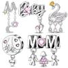 925 Sterling Silver Swan Charms Bead Baby Shoe Flower Leaves Beads Fit 4mm Bracelets DIY Jewelry Birthday Gift