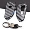 Carbon Fiber Smart Car Key Fob Cover Case Chain Ring For Vw Golf Gti Mk8 Id.3 Id.4 Atlas Seat Tarraco Ateca Cupra Formentor Born