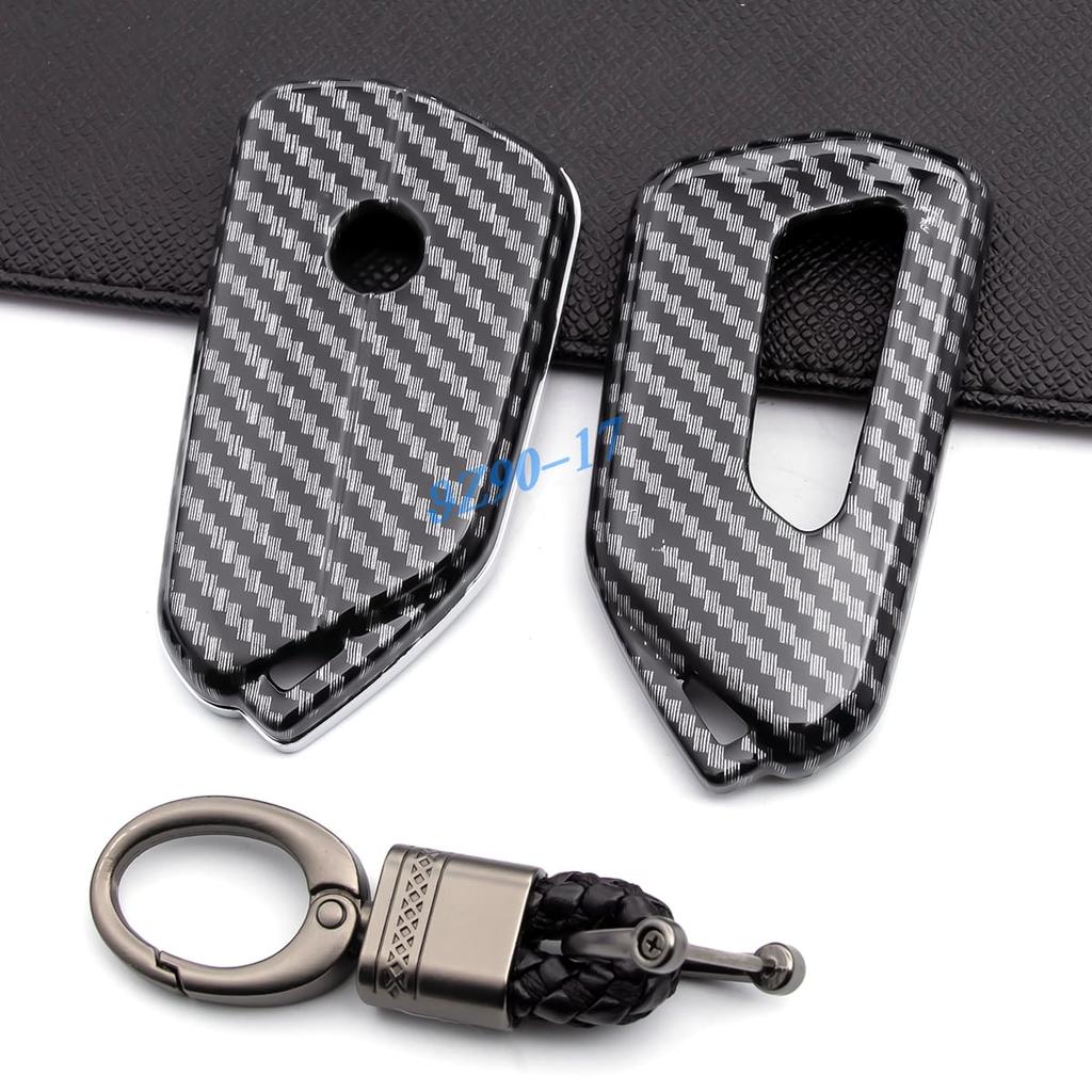 Carbon Fiber Smart Car Key Fob Cover Case Chain Ring For Vw Golf Gti Mk8 Id.3 Id.4 Atlas Seat Tarraco Ateca Cupra Formentor Born