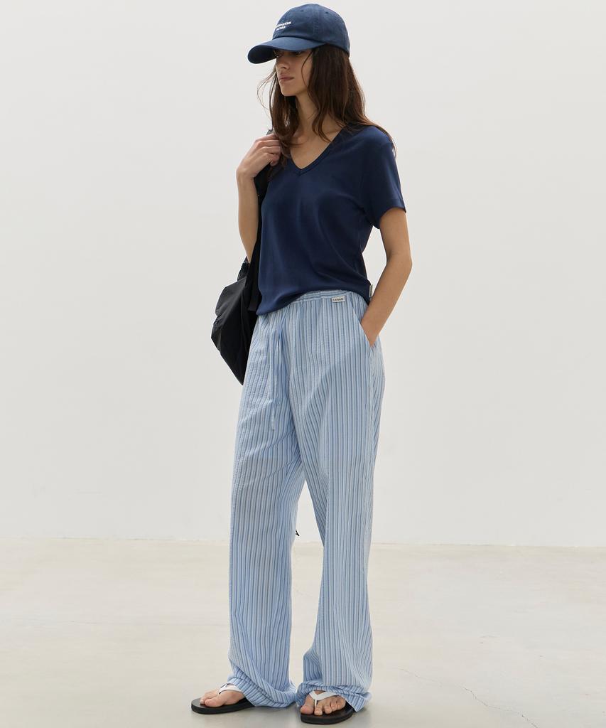 Leuba Light Washed Stripe Pants - Blue Stripe