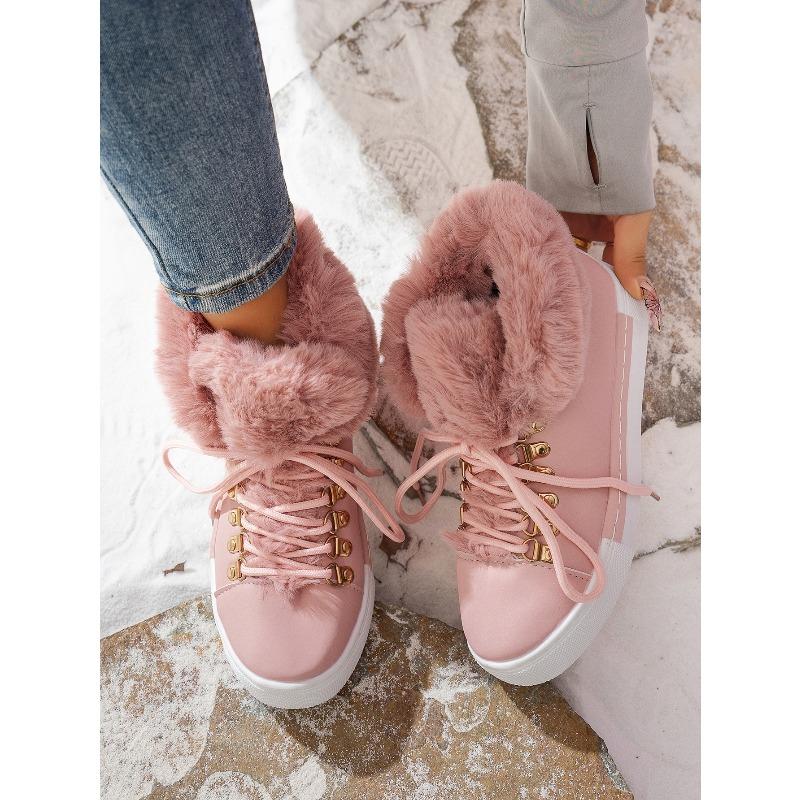 Autumn and Winter Shoes, Cotton Shoes, Lace-up, Round Toe, Thick-soled, New Large-sized Women's Shoes, Snow Boots