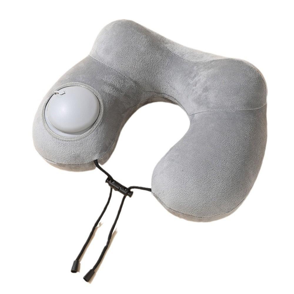 U-Shaped Inflatable Travel Pillow Hand Pressing Neckrest Pad Convenient Neck Support Cushion Car