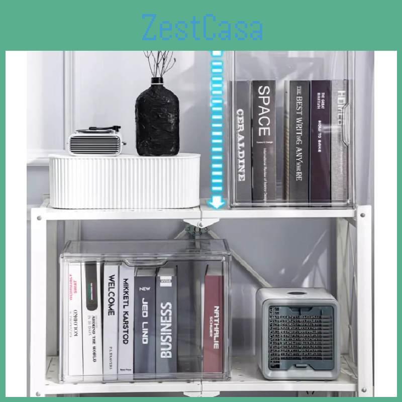 Transparent Plastic Book Storage Box With Lid For Cd Magazine Desktop Organizer