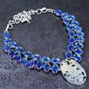 Natural Chrome Diopside,Iolite Gemstone 925 Sterling Silver Necklace 18" I8a29