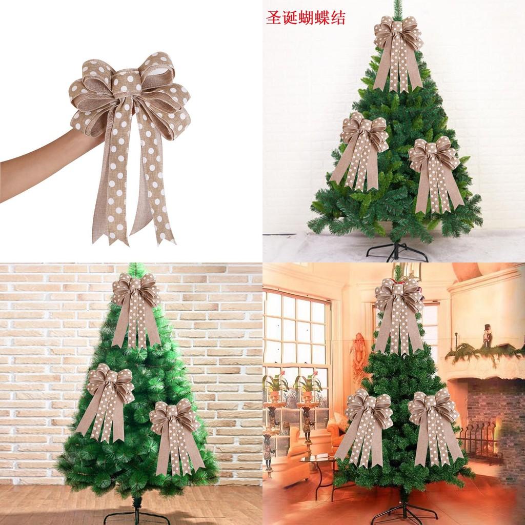 Textured Festive Cloth Christmas Bow Adornments Beautifully Crafted Handmade Decor Tree