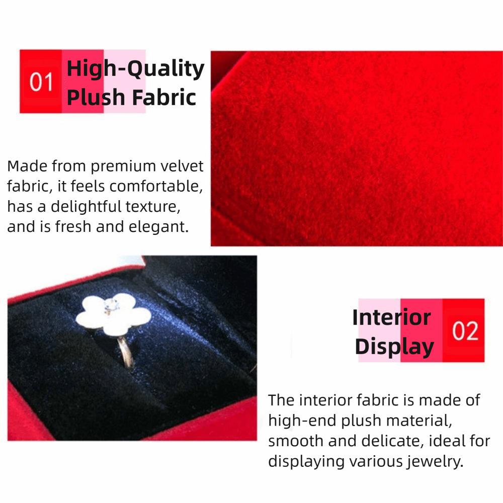 Velvet LED Ring Jewelry Box Solid Color Jewelry Organizer Box  Valentine's Day