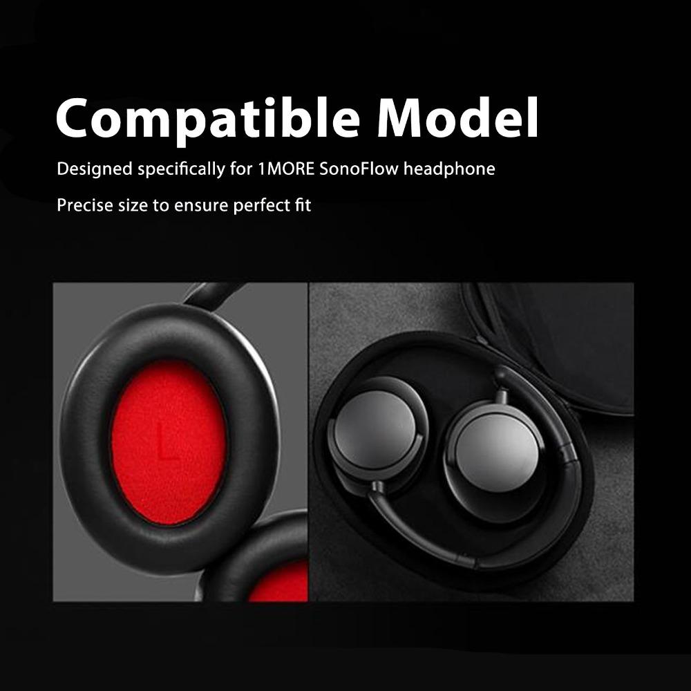 Noise Isolation Protein Leather Headphone Ear Pads for 1MORE SonoFlow Worn Ear Cushions Upgrade
