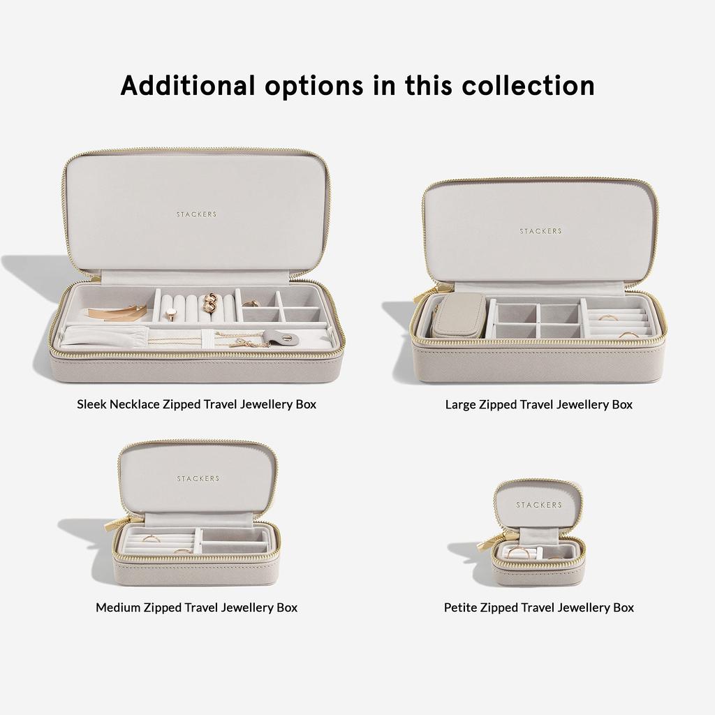STACKERS LONDON Travel Jewelry Box, Portable Accessory Case, Size M (Greige)