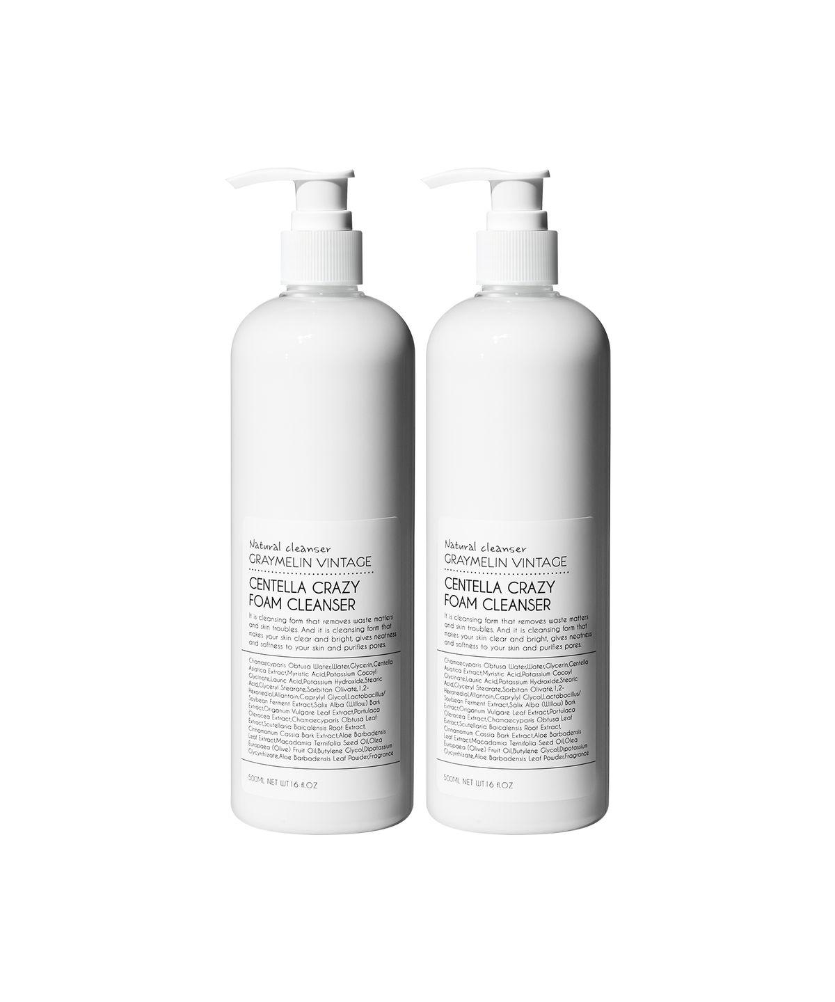 Crazy Large Capacity Soothing Foam Cleansing Centella 500ml 2 Pieces