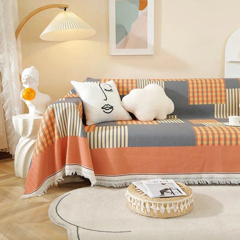 Sofabezug im nordischen Stil, staubdicht, Mehrzweck-Couchtuchbezug, Campingdecke, Sofadecke, Wohnzimmer-Dekorationstuch