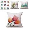 Elegantes 18x18'' Tuschegemälde Blumen Baumwolle Leinen Kissenbezug für stilvolles Sofakissen