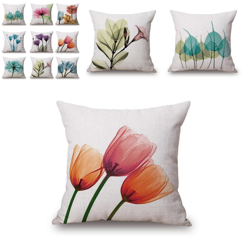 Elegantes 18x18'' Tuschegemälde Blumen Baumwolle Leinen Kissenbezug für stilvolles Sofakissen