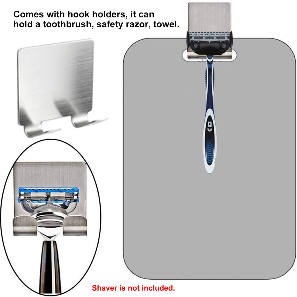 Shower Mirror for Shaving Fogless Bathroom Wall Hanging Mirror with Shaver Hooks Portable Fog Free Mirror for Daily &