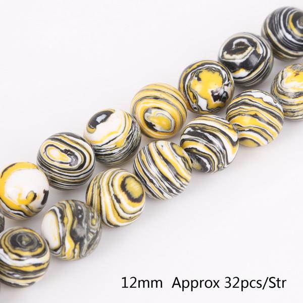 1strand 4/6/8/10/12mm Natural Stone Beads Yellow Stripes Malachite Druzy Crystal Quartz Beaded Birthstone DIY Fashion Jewelry