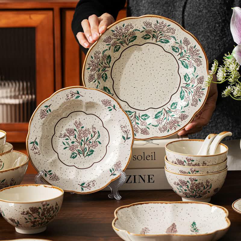 Vintage Underglaze Ceramic Petal Dinner Plate
