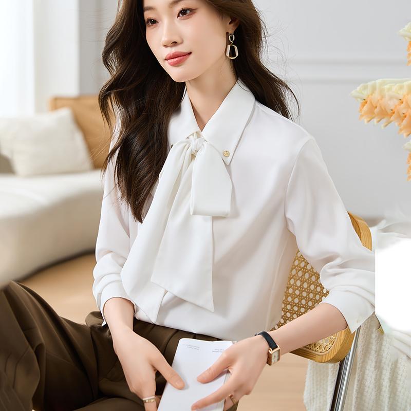Women Blouses Shirts 2025 Spring Long Sleeve Women Blouse Shirt Turn Down Collar White Chiffon Blouse Shirt Women Tops J924