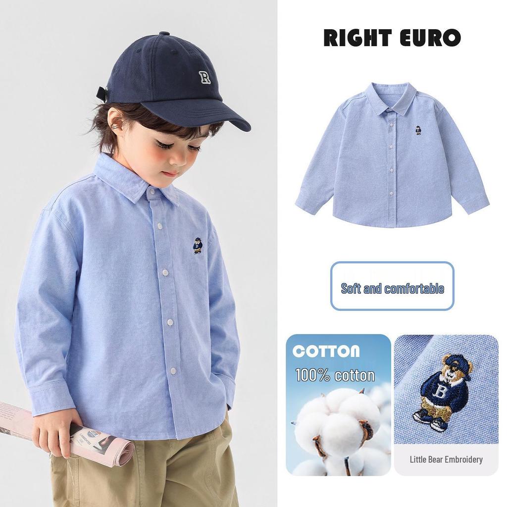 Trendy European Boys' Long Sleeve Casual Shirt - Spring/Autumn Kids' Clothing