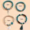 4pcs Bohemian Tree of Life & Feather Wing Pendant Bracelets - Handmade Acrylic Couples' Bangle , Bohemian Handcrafted Bracelets For Women& Men