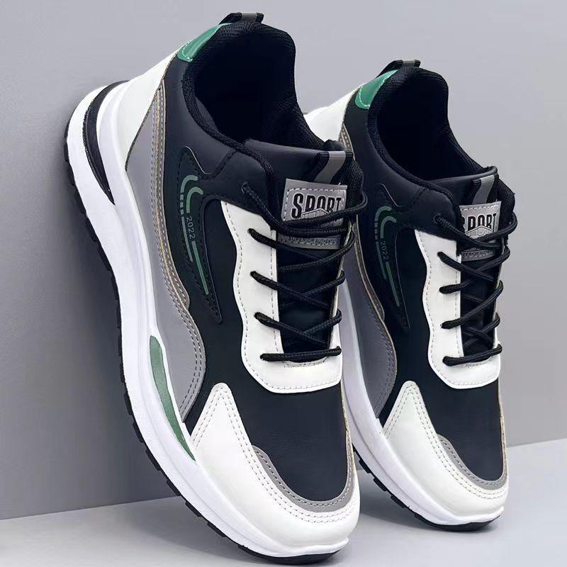 Men's Low-Top Mesh Running Shoes - Casual Fashion, Korean Style with Ultra-Light Sole and Leather Surface