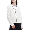 FILA Solid Color Open Front Casual Knit Sweater Women sweater Steam-White F11W331410FIV