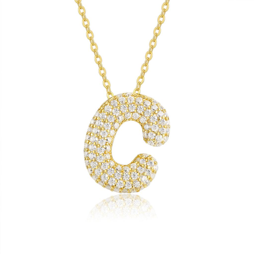Letter Pendant Necklace 925 Silver Plated 18K Gold Collarbone Chain Fashionable Versatile Moissanite Chain