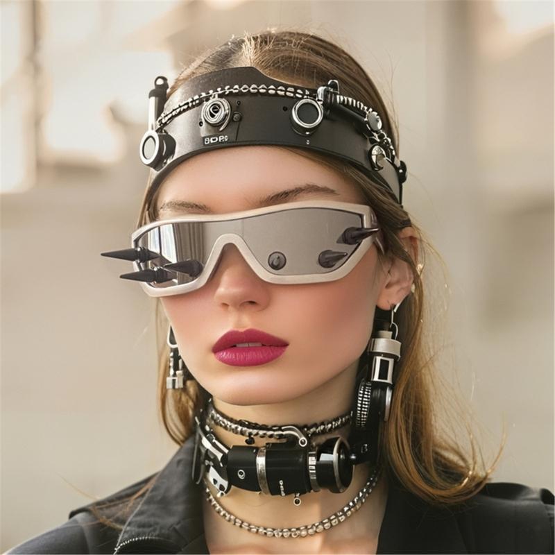 Stylish Metal Rivet Studded Sunglasses UV400 Protective Comfortable PC Frame Eyewears For Outdoor Fashion And Daily Use