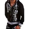New Casual Men Drawstring Elastic Waist Letter Printed Loose Sports Cardigan Casual Loose Printed All-match Vintage Hoodie