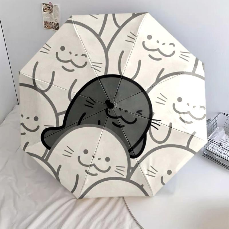 

1 PC Manatee Automatic Folding Umbrella - Cartoon Pattern, Portable & Foldable Design with 19 Ribs, Christmas Birthday Gifts