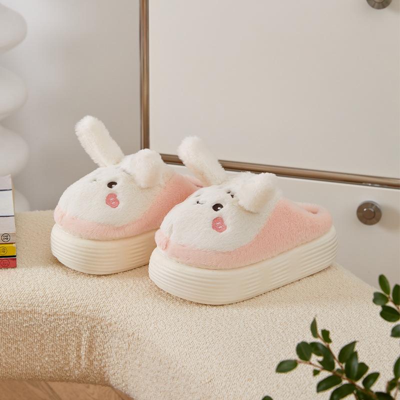 Fashion White Rabbit Hare Slippers Women's Cute Animal Platform Home Mules Shoes Girls Bedroom Plush Slides Slipper Ears Indoor Shoes