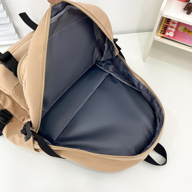 Three-Piece Backpack Set Large Capacity Student Schoolbag Women Solid Color Backpack with Lunch Bag Pen Bag