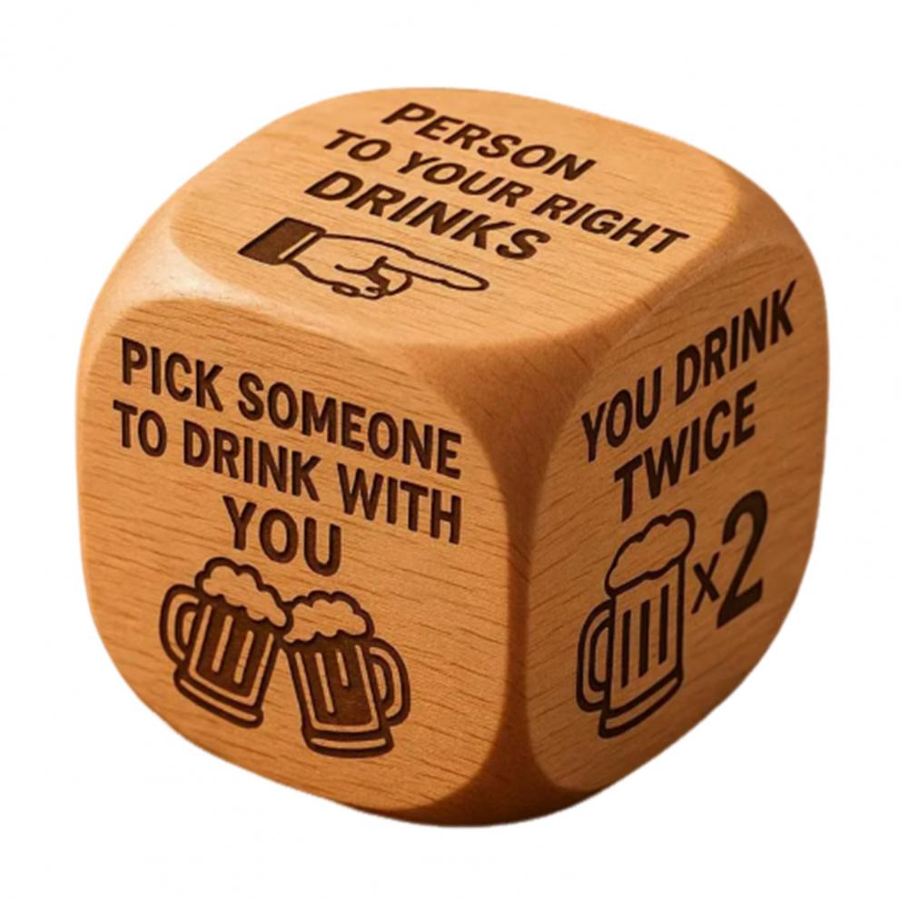 Handmade Wooden 6-Sided Decision Dice – Unique Gift for Knitting Embroidery Lovers, Fun Party Game & Stocking Stuffer for Men