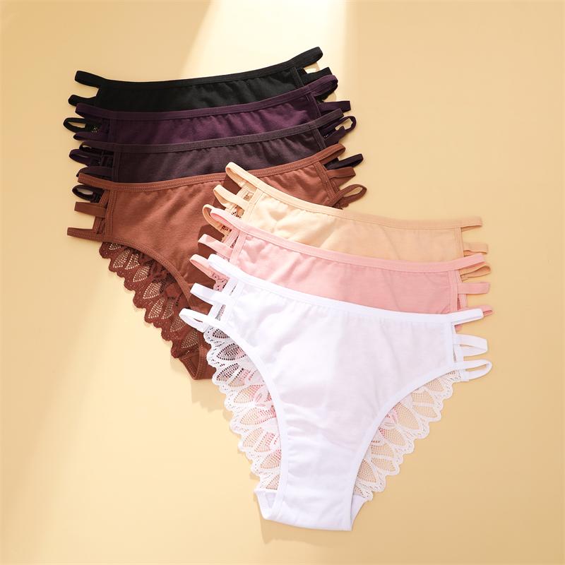 3Pcs Women's Three Belts Underwear Sexy Lace Hollow Out Panties Female Low-Waist Breathable Briefs Stretch Soft Lingerie