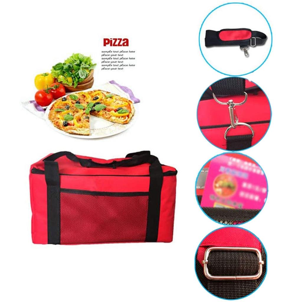 Pizza Bag Extra Large Thermal Insulation Winter Meal Delivery Red Pizza