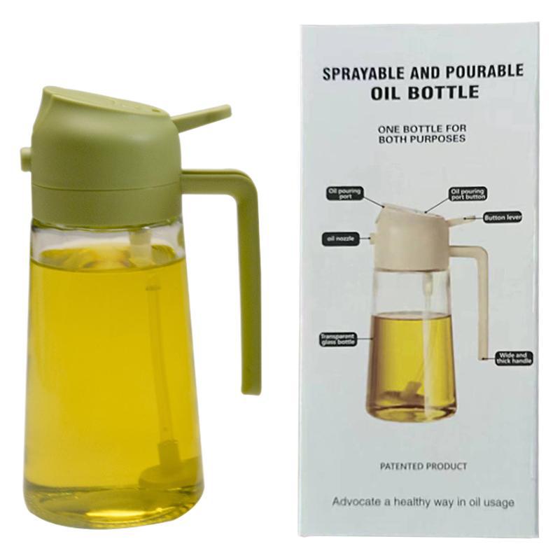 Dual-Use Atomizing Glass Oil Spray & Pour Bottle