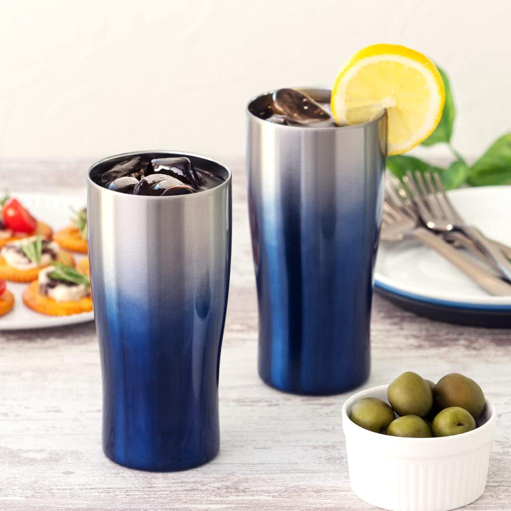 Atlas Vacuum Insulated Highball Gradient Pair ASTG-433BL2P Tumblers, 430ml, Blue,