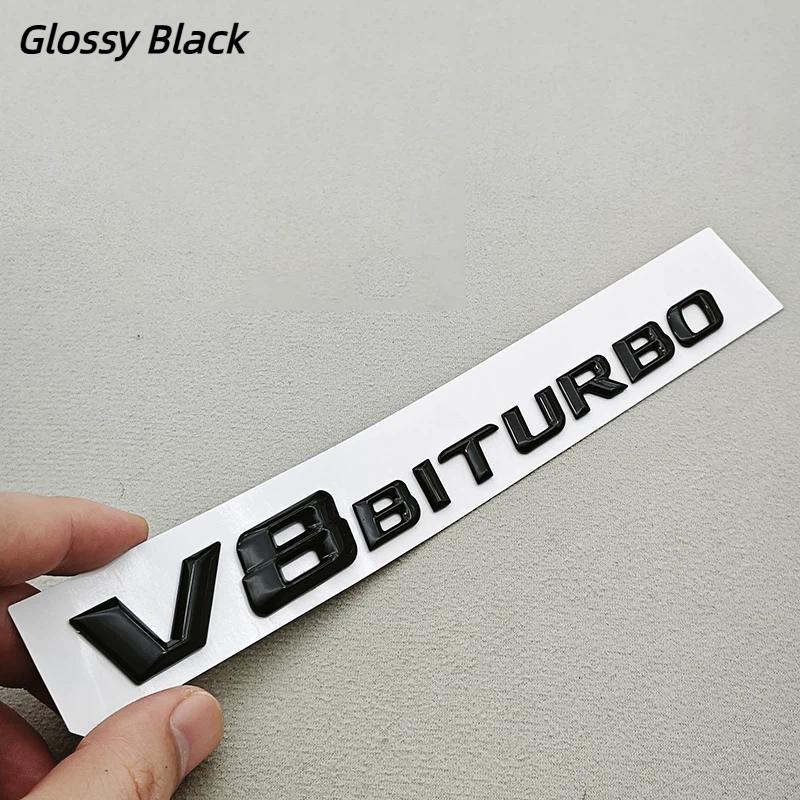 1Pcs 3D ABS Chrome Logo V8 BITURBO Emblem Car Fender Side Badge Decal For C63S C63 E63 G63 G500 Sticker Accessories