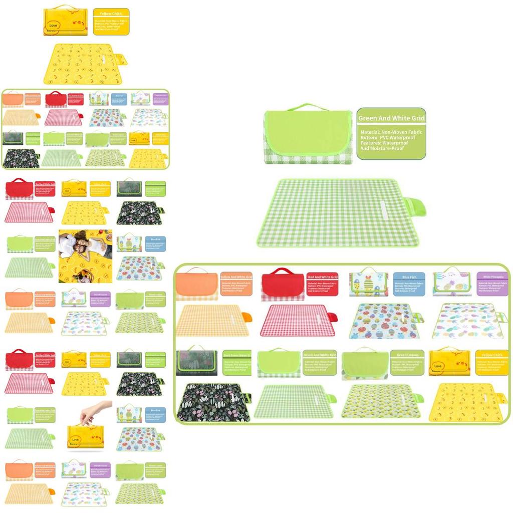 Tragbare Stranddecke Vliesstoff Picknickmatte mit wasserdichter Funktion Grüner Algenprint