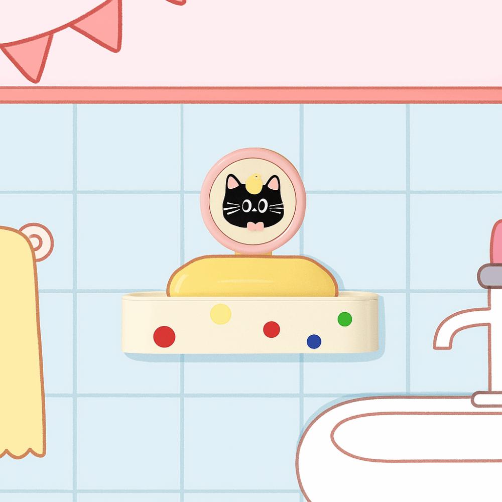 Cartoon Wall Mounted Soap Storage Box Quick Drain Soap Rack Cute Soap Drain Box Shower