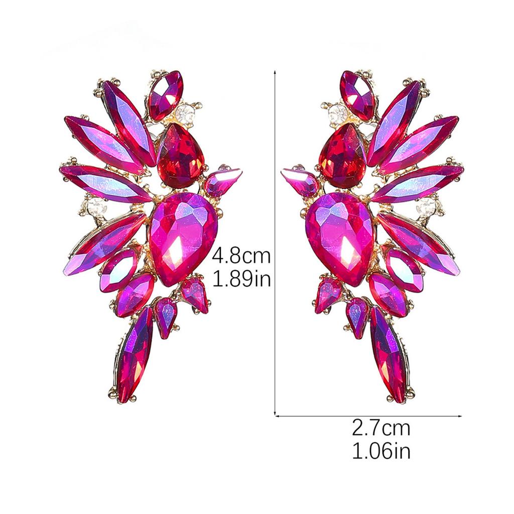 Luxury Temperament Colorful Shiny Crystal Earrings Women High-Grade Luxury Female Earrings Performance Earrings