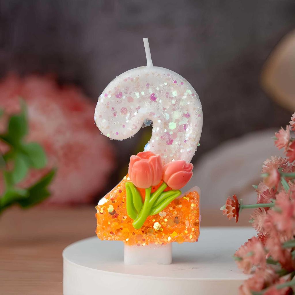 Creative DIY 0-9 Birthday Flower Candle for Cakes and Desserts