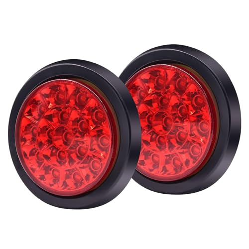Aoling Tail Light 24V 16LED Round Rear Light with Rubber Waterproof Protective Ring Trailer Truck Tail Light Brake Light Red Light High Low Beam