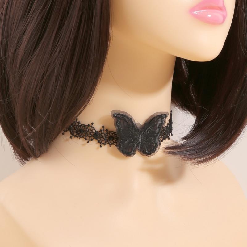 Adjustable Lace Chokers Necklace 3D Butterfly Design Comfortable For Sensitive Skin