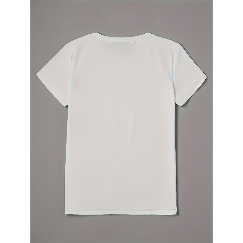 Europäische Größe Cartoon Bärenmuster T-Shirt, Kurzarm Lässig Damenbekleidung