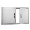 BBQ Access Door, 915x533 Mm Double Outdoor Kitchen Door, Stainless Steel Flush Mount Door, Wall Vertical Door with Handles, for BBQ Island, Grilling