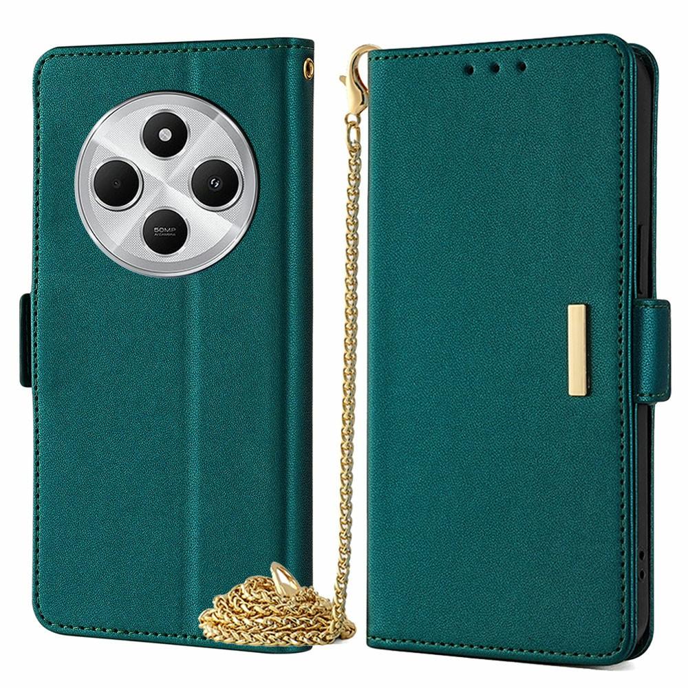 Phone Case For Xiaomi Redmi 14C 4G/14R 5G/A4 5G/Poco C75 4G PU Leather Wallet Stand Cover with Crossbody Shoulder Strap