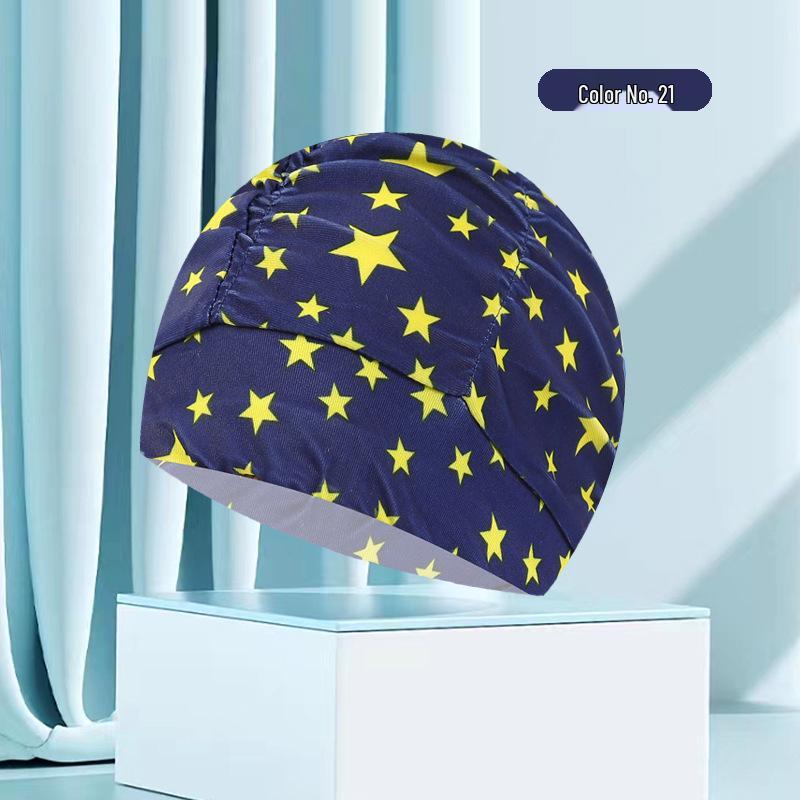 Dámská květinová plisovaná plavecká čepice nadměrné velikosti - Nepřiléhavý střih, Jednobarevná, Módní látkový design