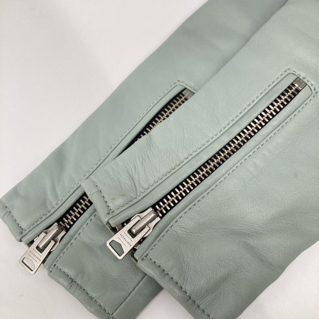 AllSaints Blue Calf Leather BALFERN BIKER Rider Jacket Jacket UK4 blueUsed