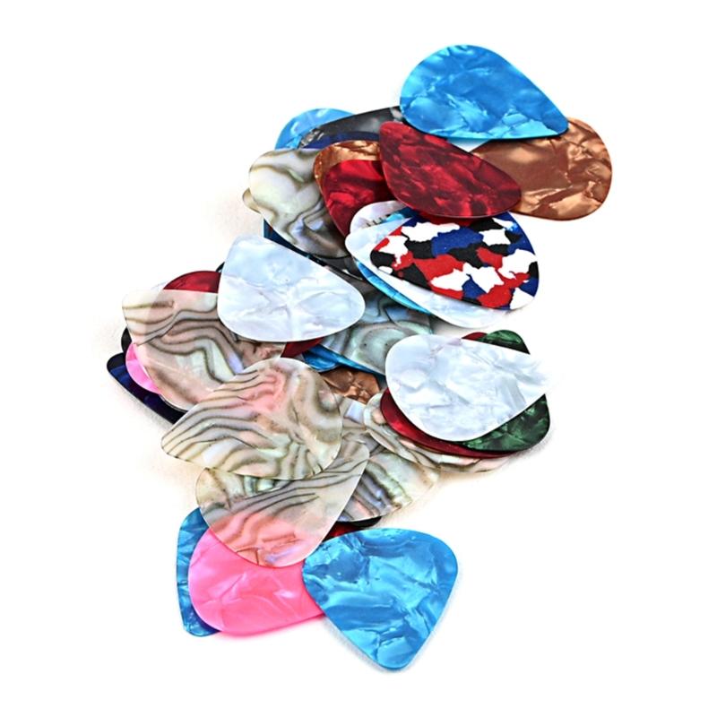 50 Pcs/Set Colorful Celluloid Guitar Picks 0.46mm Guitar Picks for Ukulele Bass